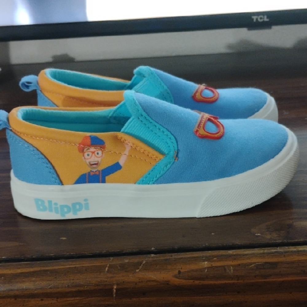 Kids Slip-On Sneakers - Blue and Orange